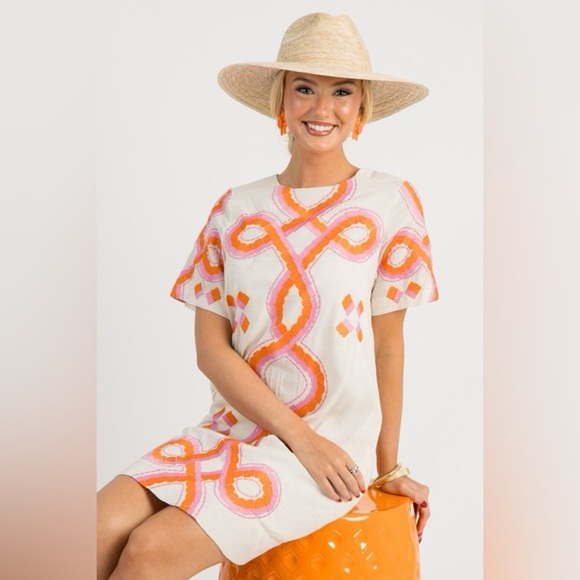 Brand new THML White and Orange Midi Dress XS - Picture 2 of 5